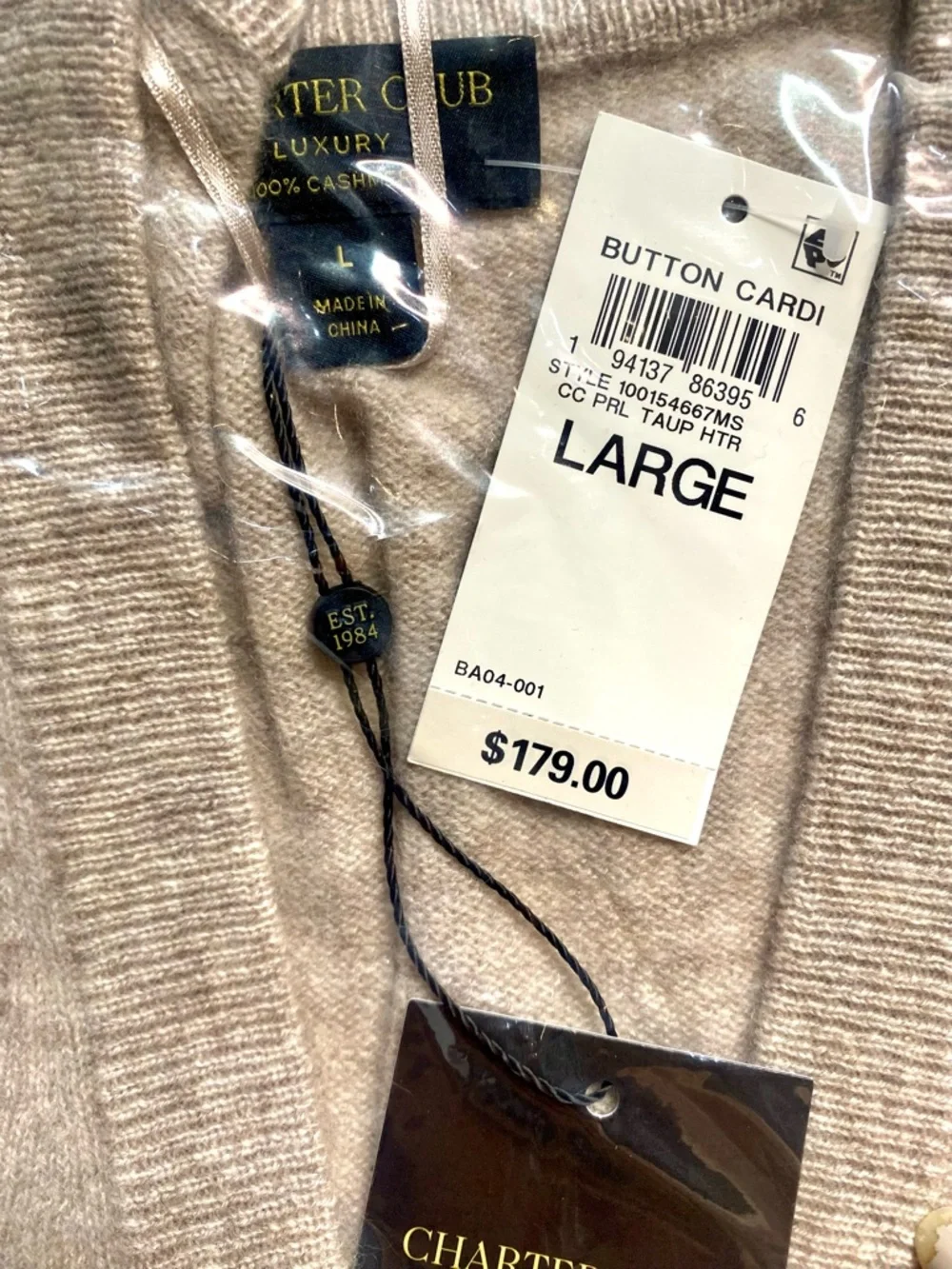 NWT Charter Club Luxury 100% Cashmere Cardi - Picture 3 of 4